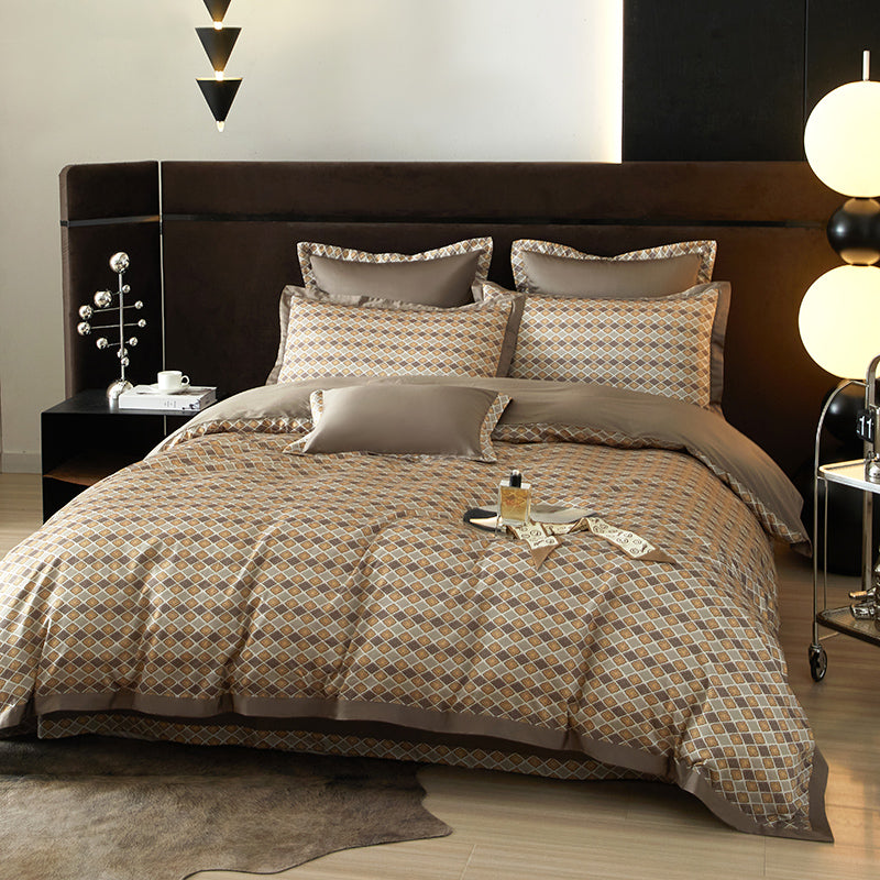 Lumiera Trellis Printed Luxury Egyptian Cotton Bedding Set