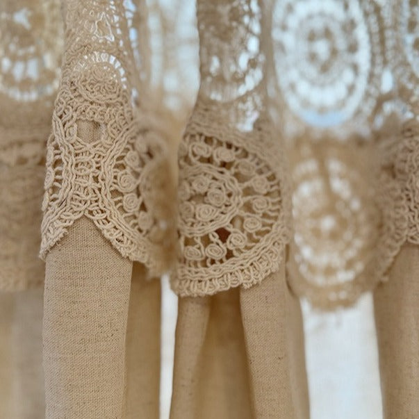 Rustic Beige Cabinet Curtain