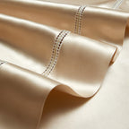 Solenne Opaline Gold Openwork Trim Luxury Pure Mulberry Silk Bedding Set