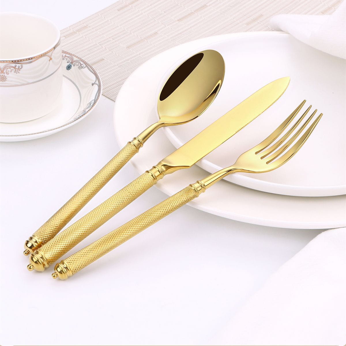 Naila Gold Textured Handle Stainless Steel Cutlery Set