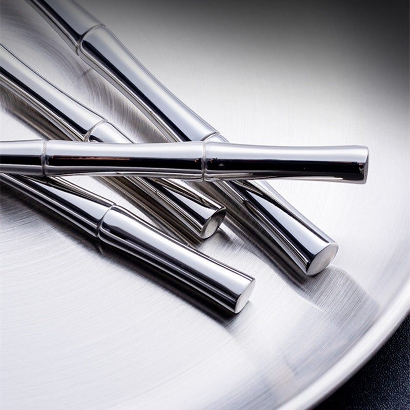 Aldomara Bamboo Silver Stainless Steel Cutlery Set