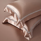 Solenne Cameo Rose Openwork Trim Luxury Pure Mulberry Silk Bedding Set
