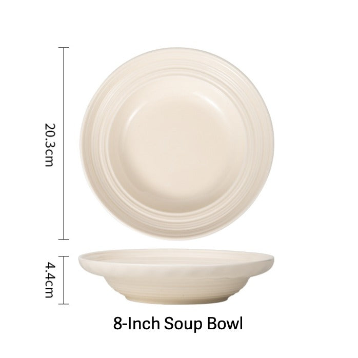 Ivory Ribbed Ceramic Dinnerware Set