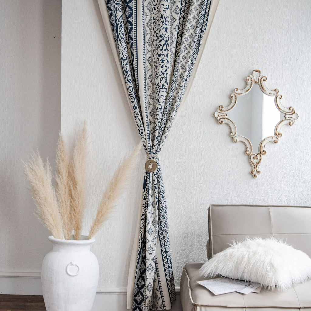 Santorini Blue Stripe Curtain