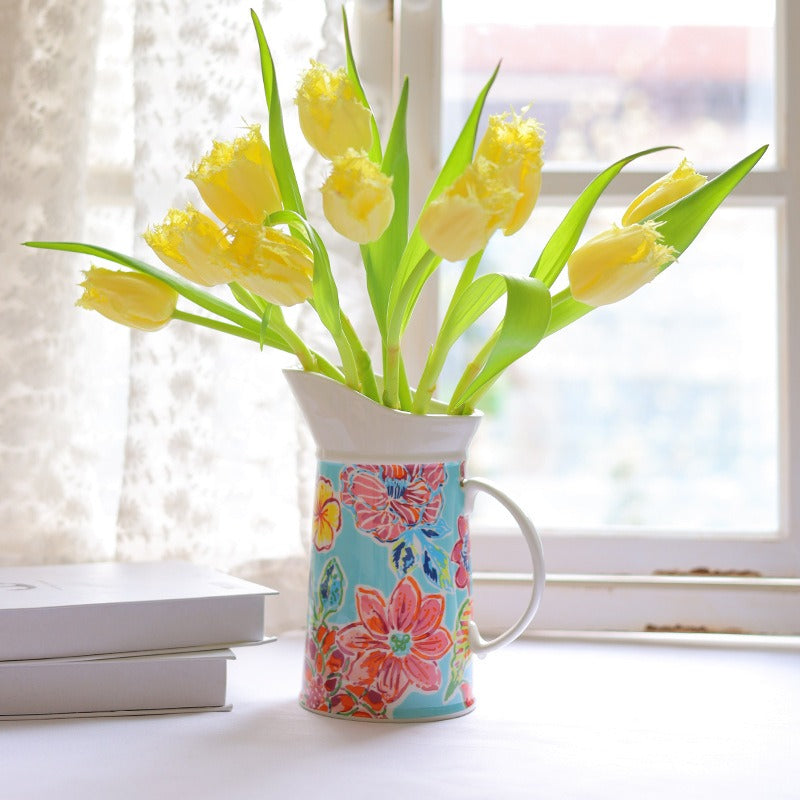 Floral Print Ceramic Vase