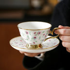 Gilded Pink Vine Teacup Set