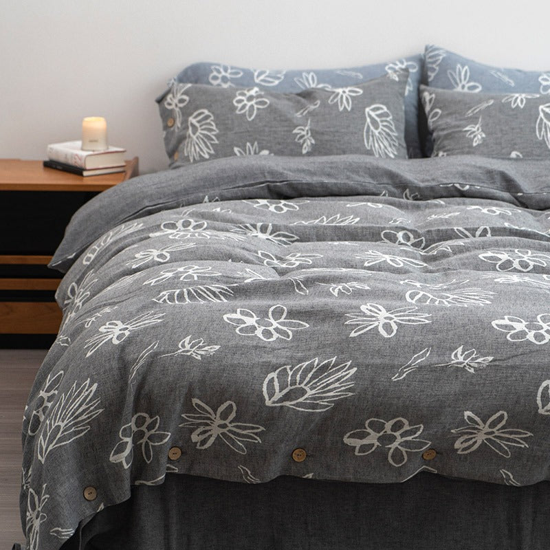 Wabi Sabi Floral Cotton Linen Bedding Set