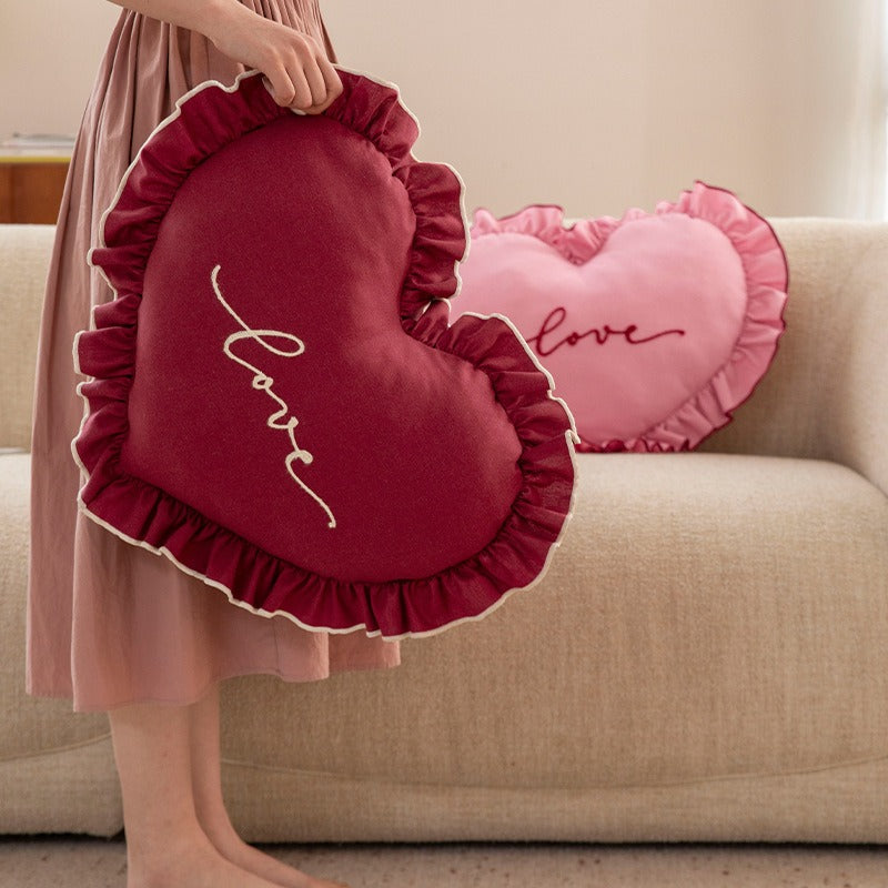 Ruffle Love Heart Cushion