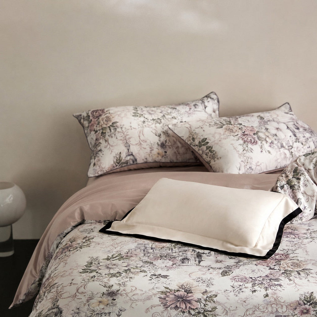 Cyria Pearl Garden Floral Egyptian Cotton Bedding Set