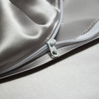 Solenne Starlight Silver Openwork Trim Luxury Pure Mulberry Silk Bedding Set