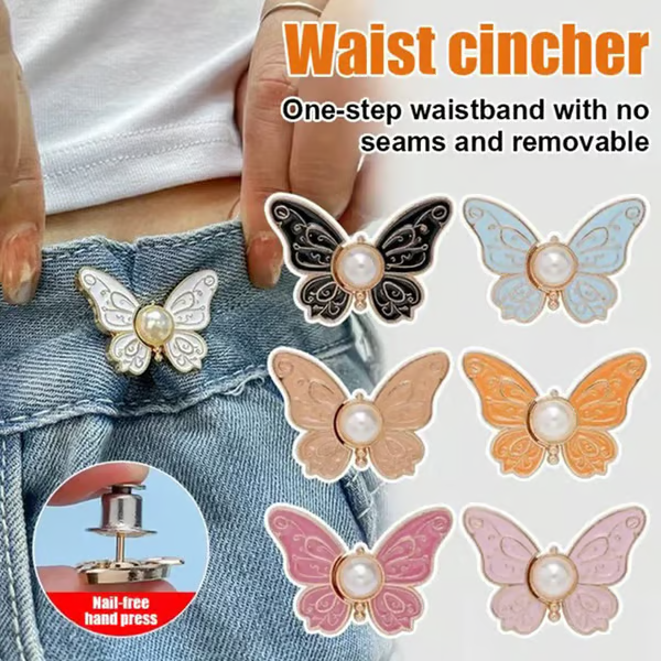 🌸🦋 Removable Butterfly Waist Adjustment Buckle – No‑Tool, Adjustable Fit for Jeans, Skirts & Dresses, Creates Hourglass Shape ✨👗💃