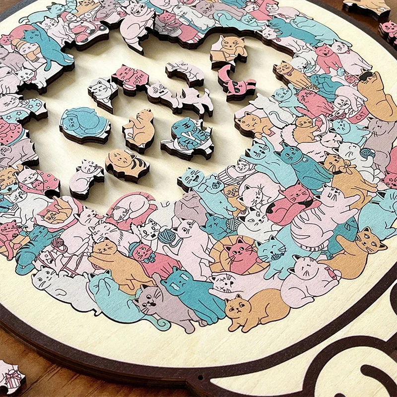 🐱Morandi-Colored Cat Shaped Wooden Jigsaw Puzzle