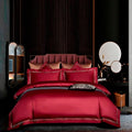 Leila Red Embroidered Edge Egyptian Cotton Bedding Set