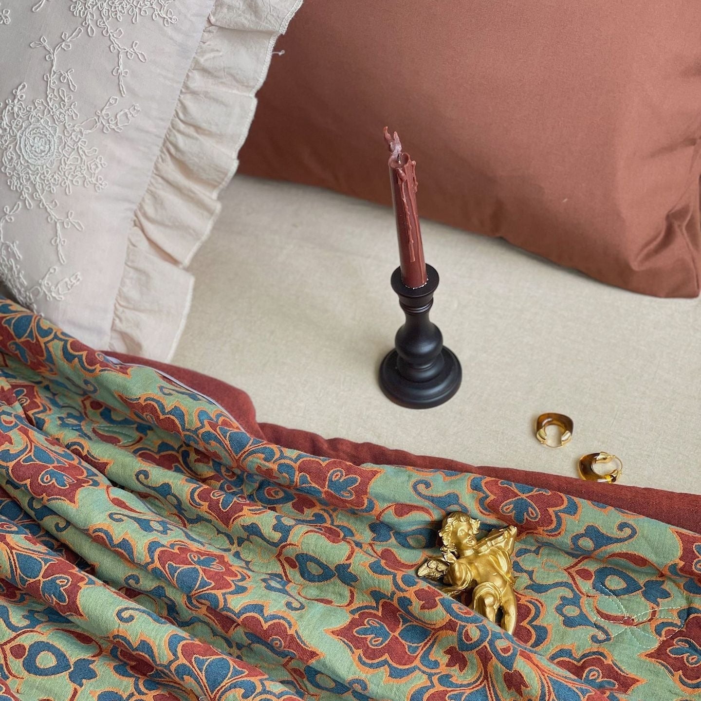 French Vintage Floral Summer Quilted Blanket
