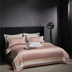 Luxor Pink Stripe Border Egyptian Cotton Bedding Set