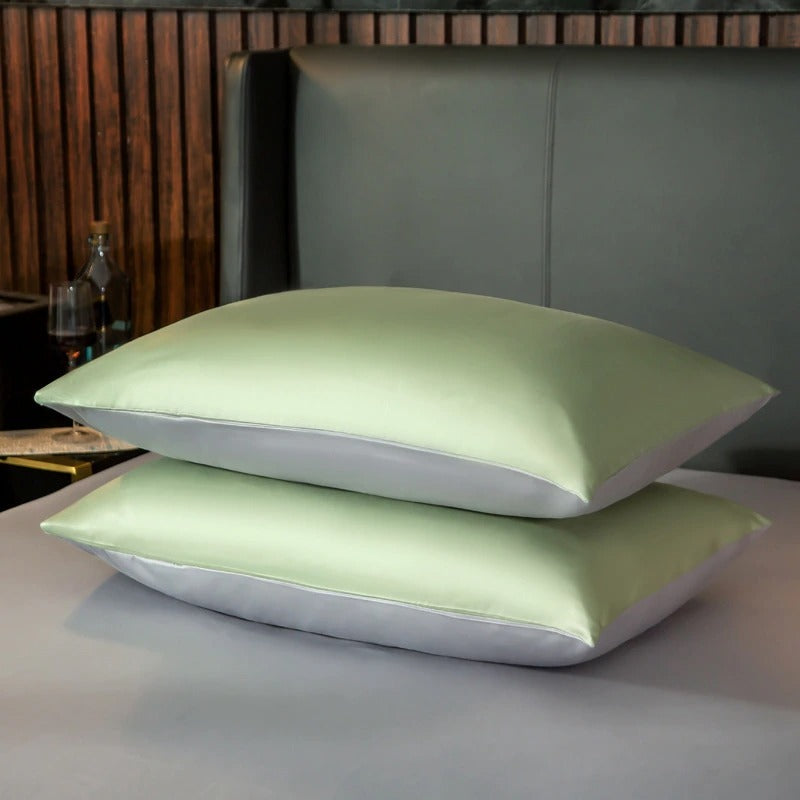 Shemir Light Green Silver Reversible Egyptian Cotton Bedding Set