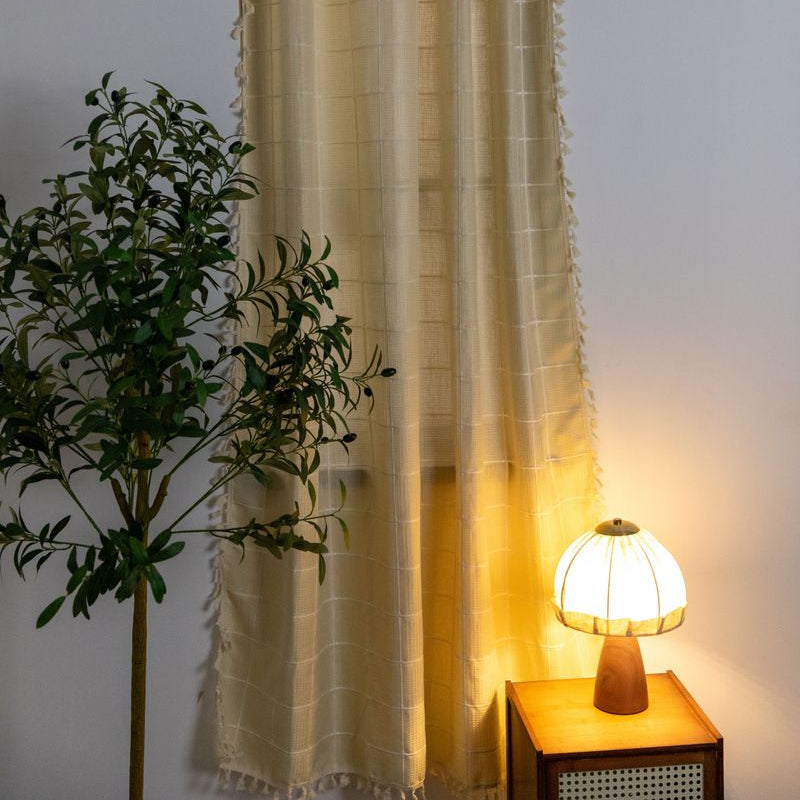 Sunlit Check Fringe Curtain