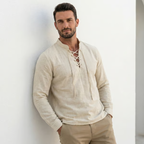 🔥Men's Vintage V-neck T-shirt Linen Pirate Medieval Viking Gothic Tops Shirts Long Sleeved