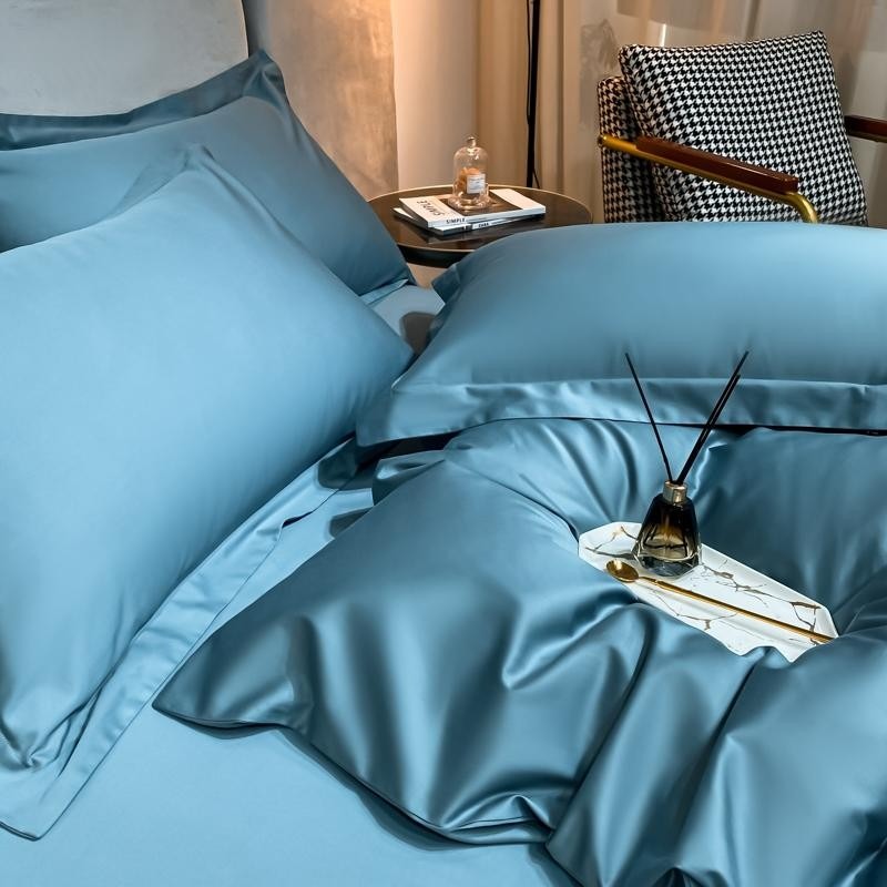 Neo Sky Blue Silky Egyptian Cotton Bedding Set