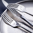 Aldomara Bamboo Silver Stainless Steel Cutlery Set