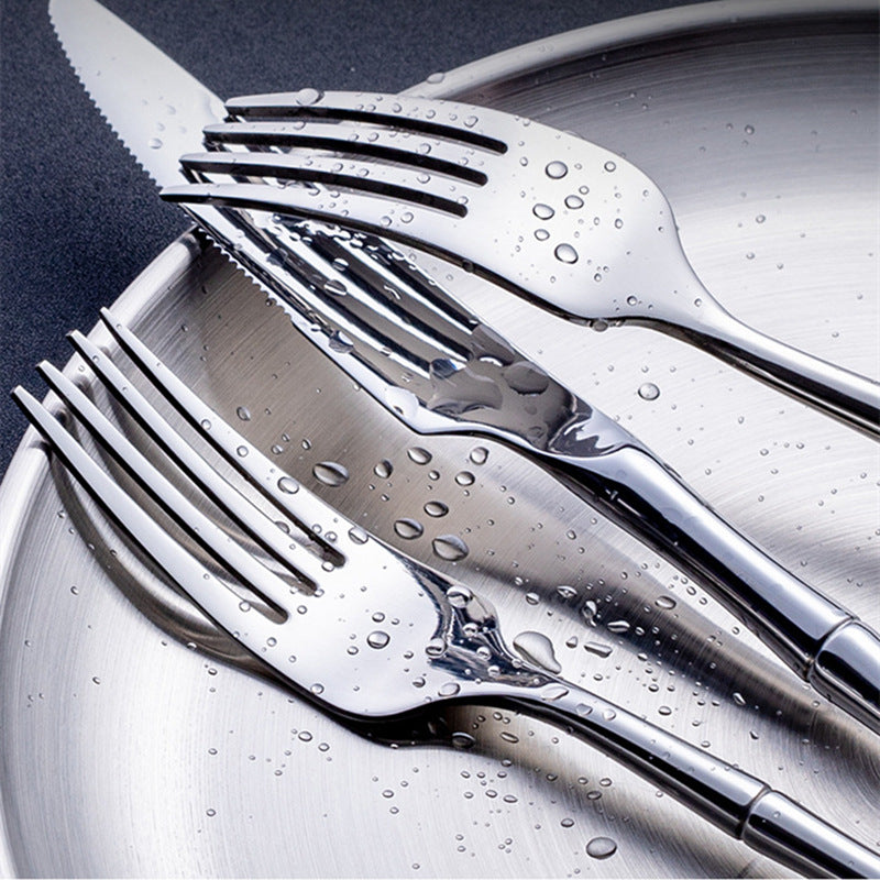 Aldomara Bamboo Silver Stainless Steel Cutlery Set