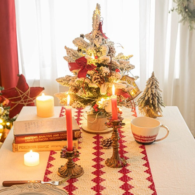 Woven Holiday Fringe Table Runner