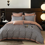 Roselle Lattice Printed Luxury Egyptian Cotton Bedding Set