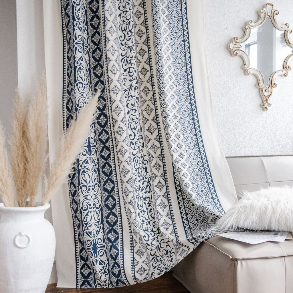 Santorini Blue Stripe Curtain