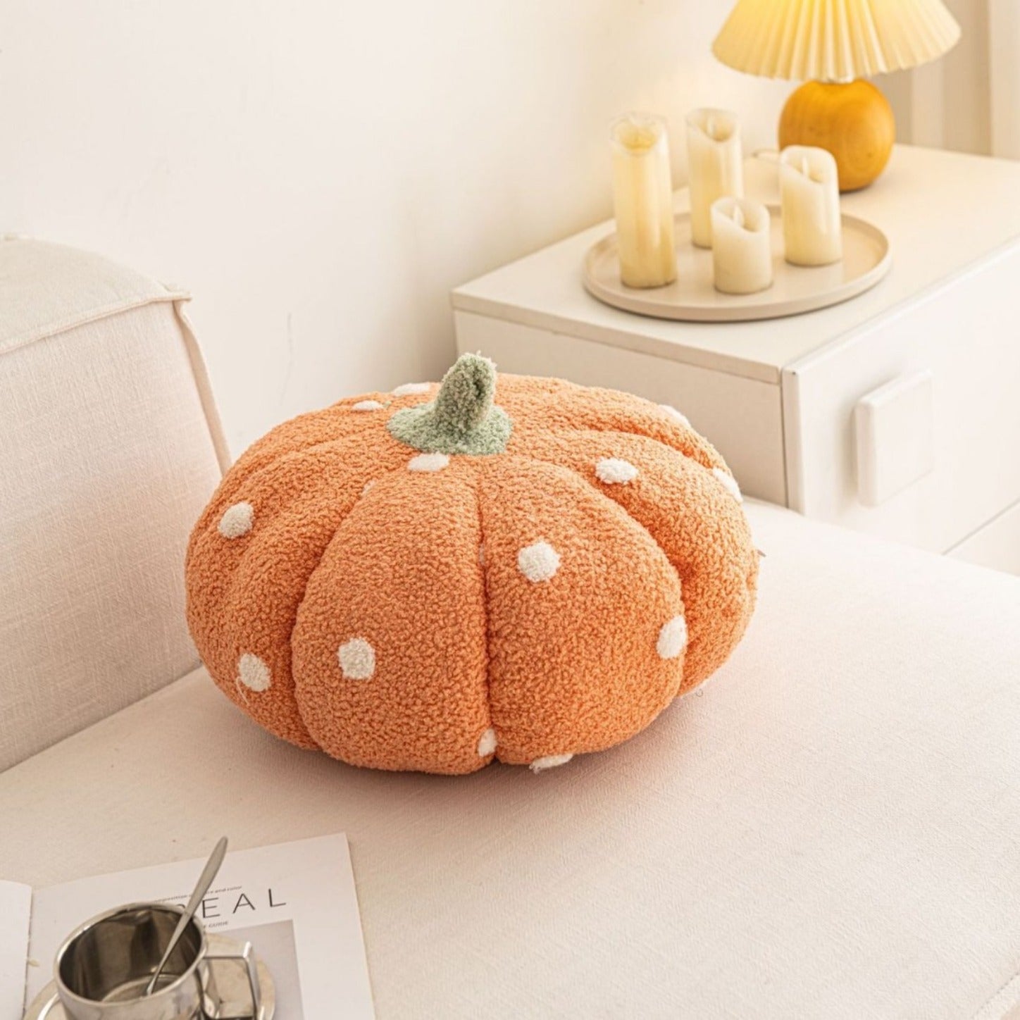 Cottage Pumpkin Dot Pillow