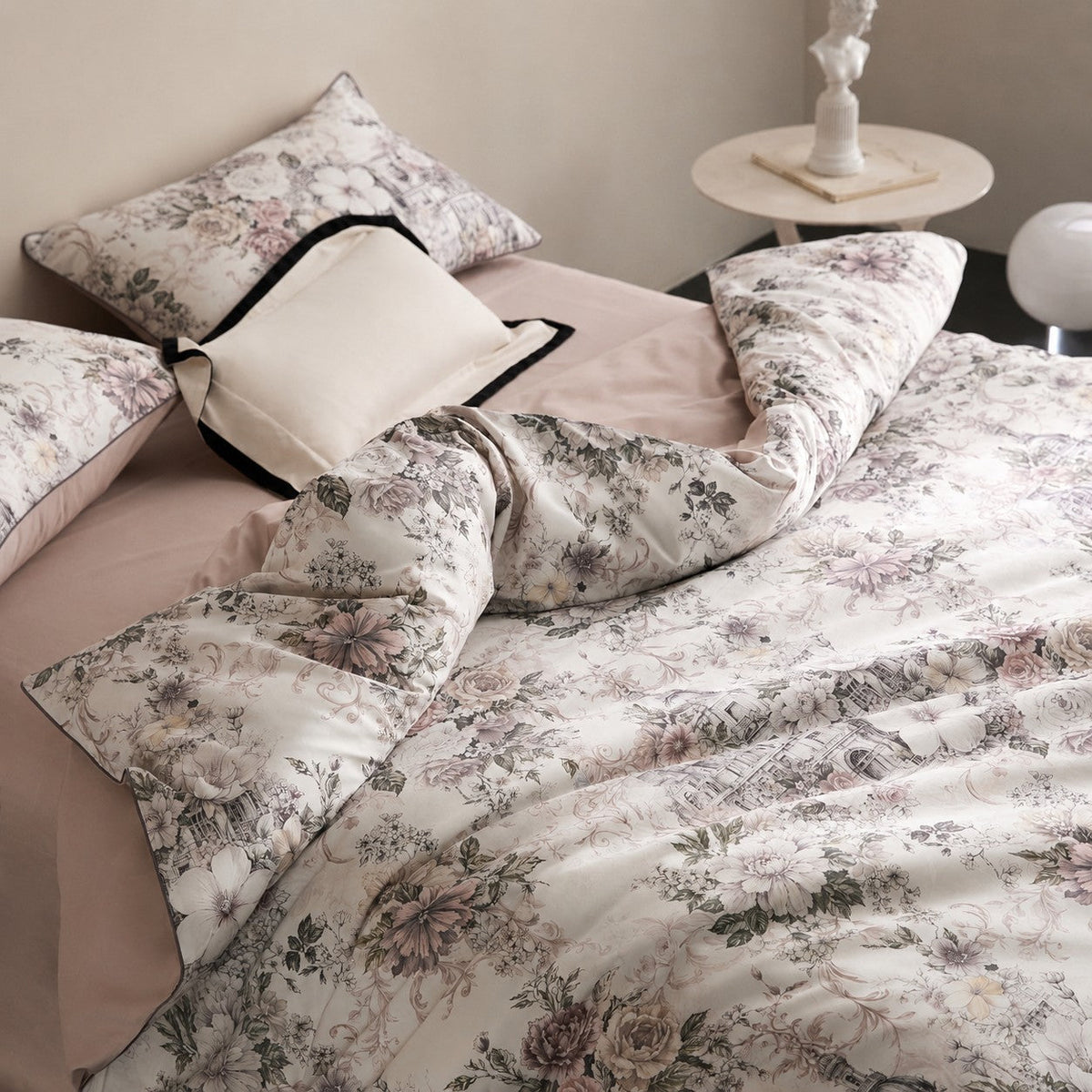 Cyria Pearl Garden Floral Egyptian Cotton Bedding Set