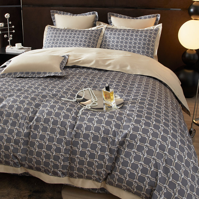 Alaric Chain Printed Luxury Egyptian Cotton Bedding Set