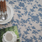 Retro Blooming Blue Table Cloth