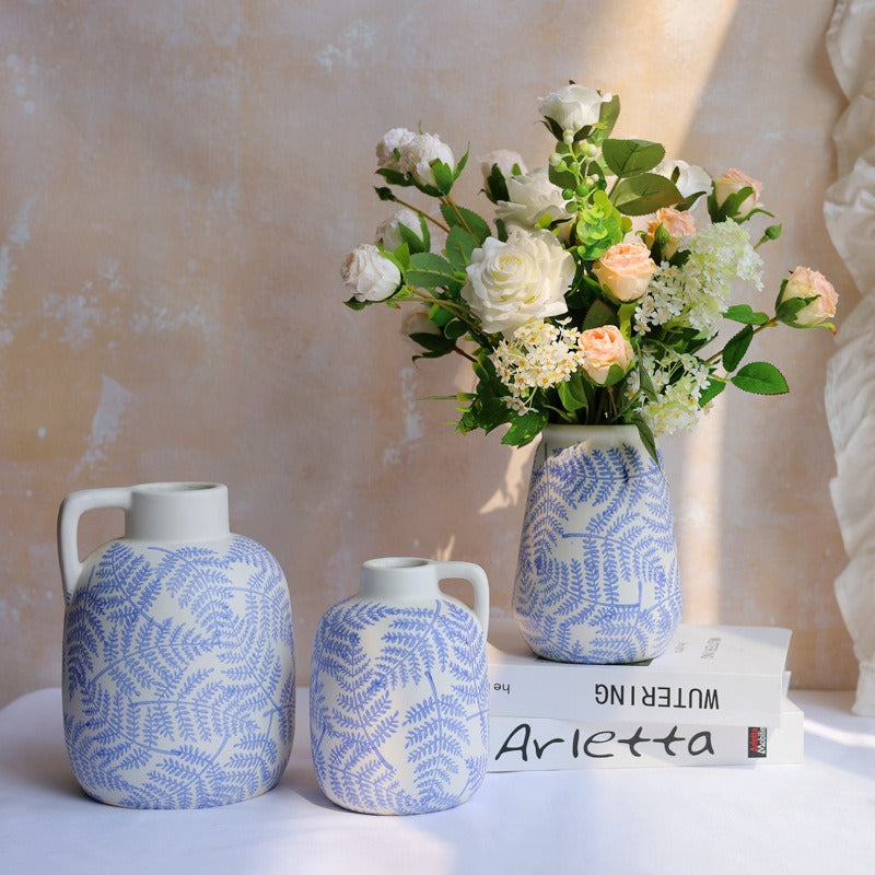 Blue Leave Ceramic Vase