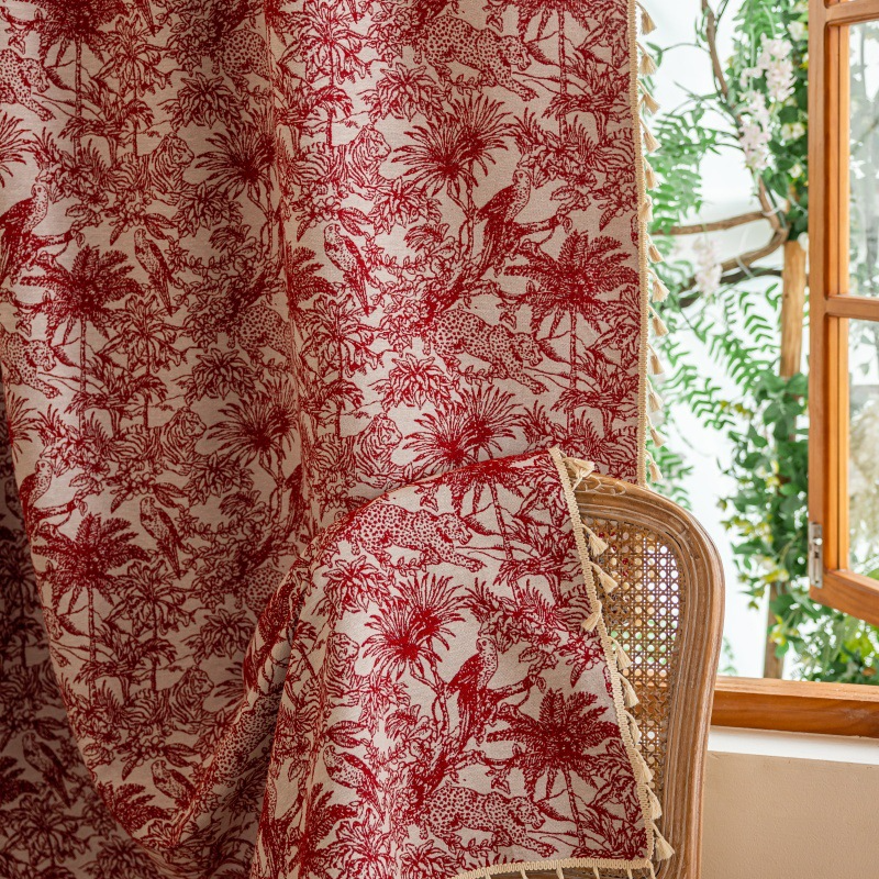 Red Palm Tassel Curtain