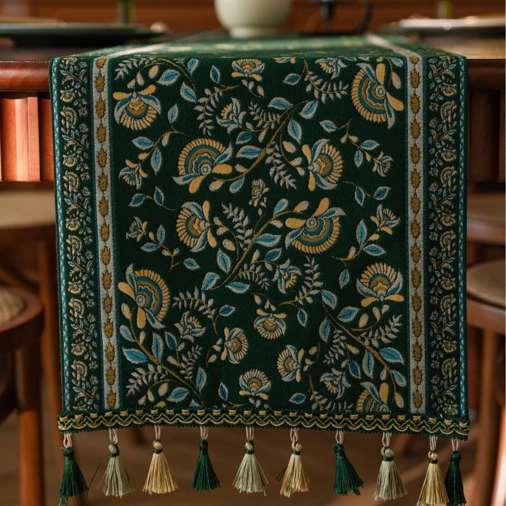 Vintage Bloom Tassel Table Runner