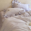 Lavender Ruffle Stripe Bedding Set