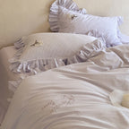 Lavender Ruffle Stripe Bedding Set