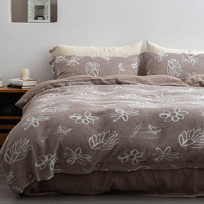 Wabi Sabi Floral Cotton Linen Bedding Set
