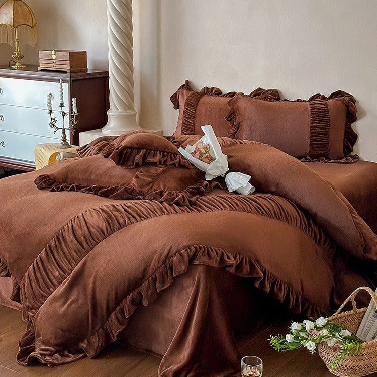 Chateau Ruffle Velvet Bedding Set