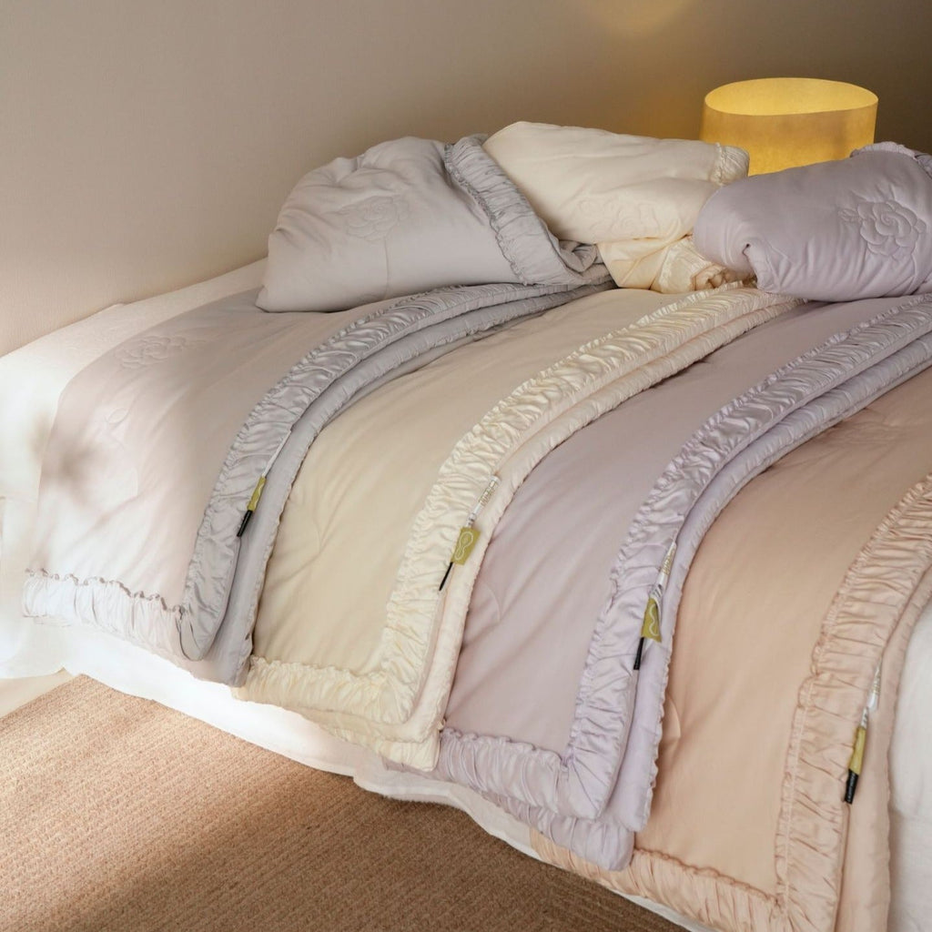 Buttercream Ruffle Summer Quilted Blanket