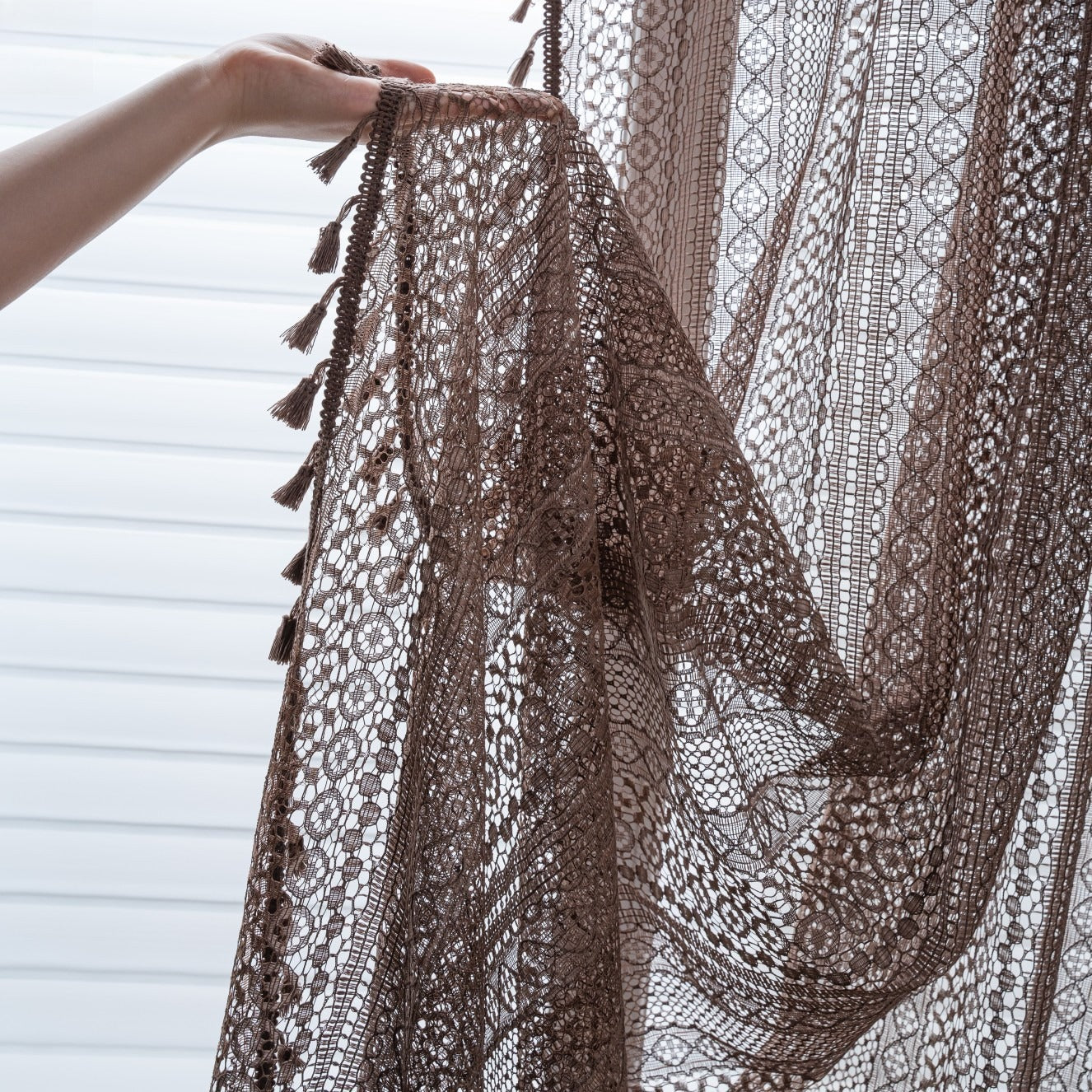 Soft Glow Lace & Fringe Curtain