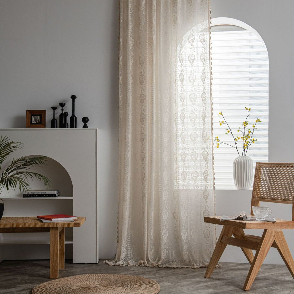 Rose Lace Tassel Curtain