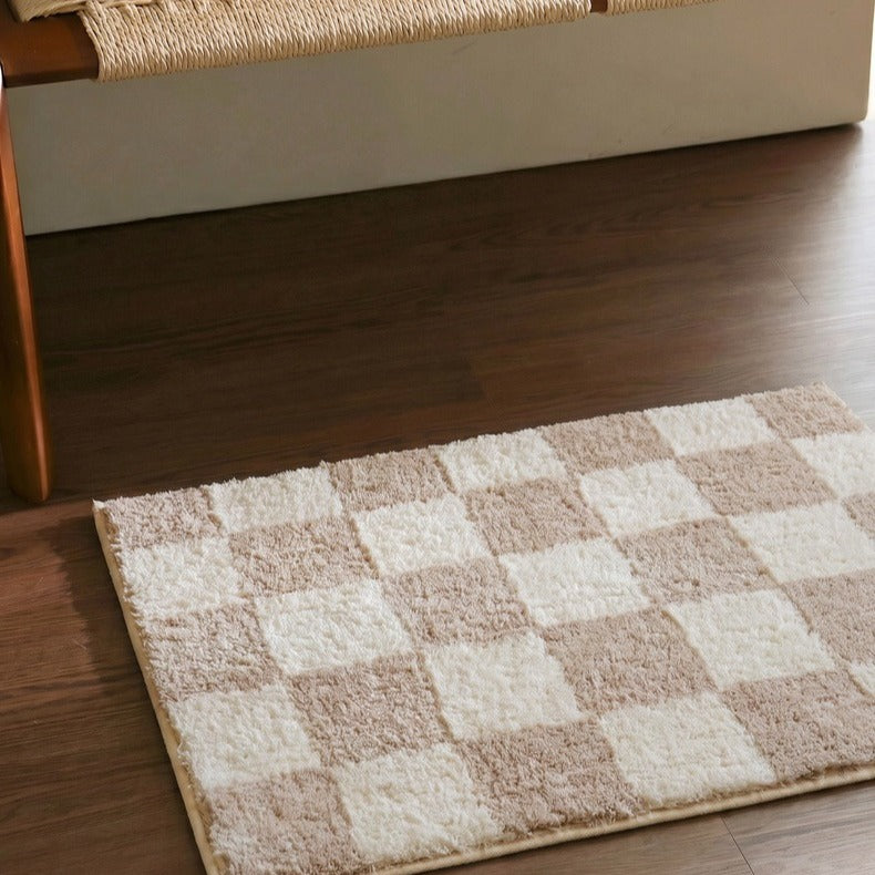 Checkered Shaggy Bath Mat
