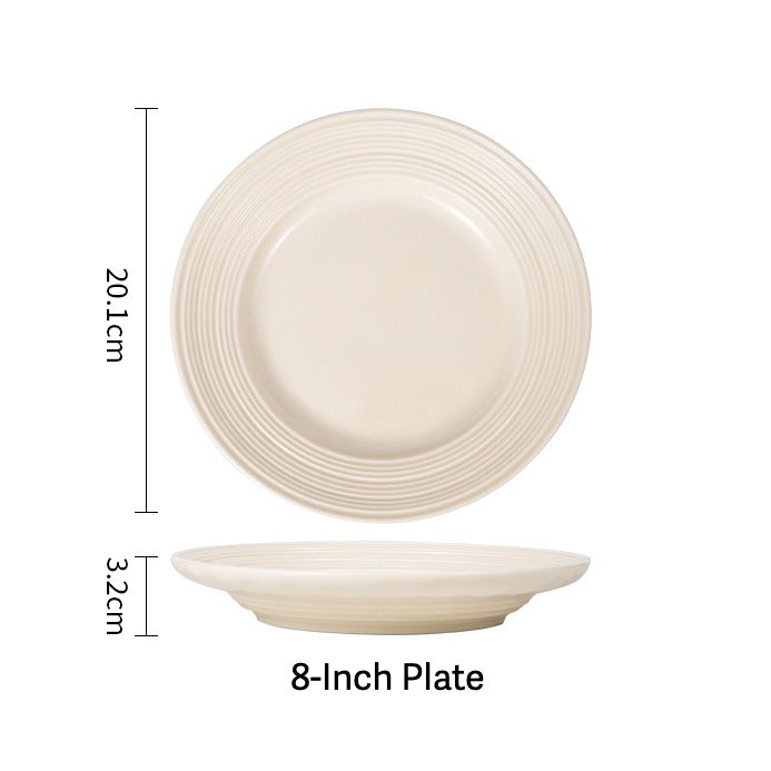 Ivory Ribbed Ceramic Dinnerware Set