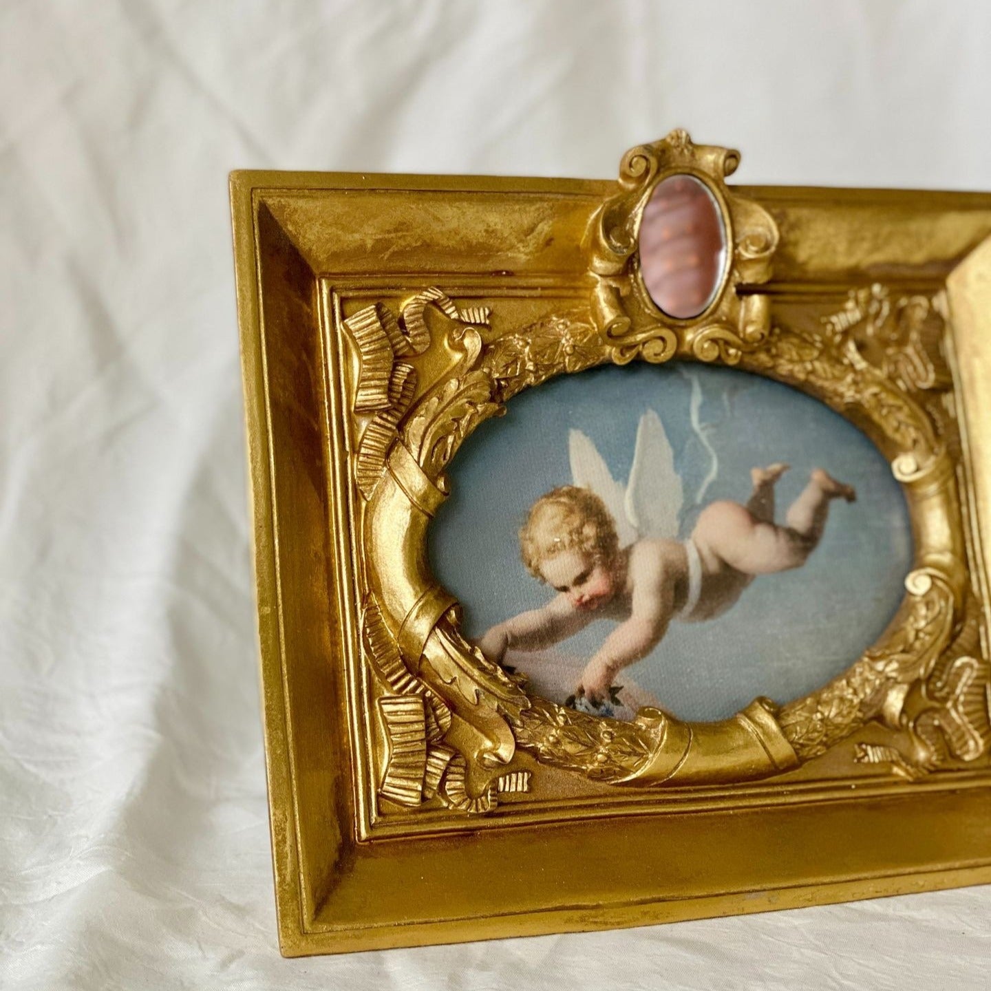Vintage Gold Mini Mirror Top Frame