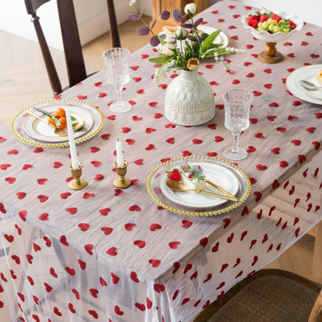 Love Heart Mesh Tablecloth