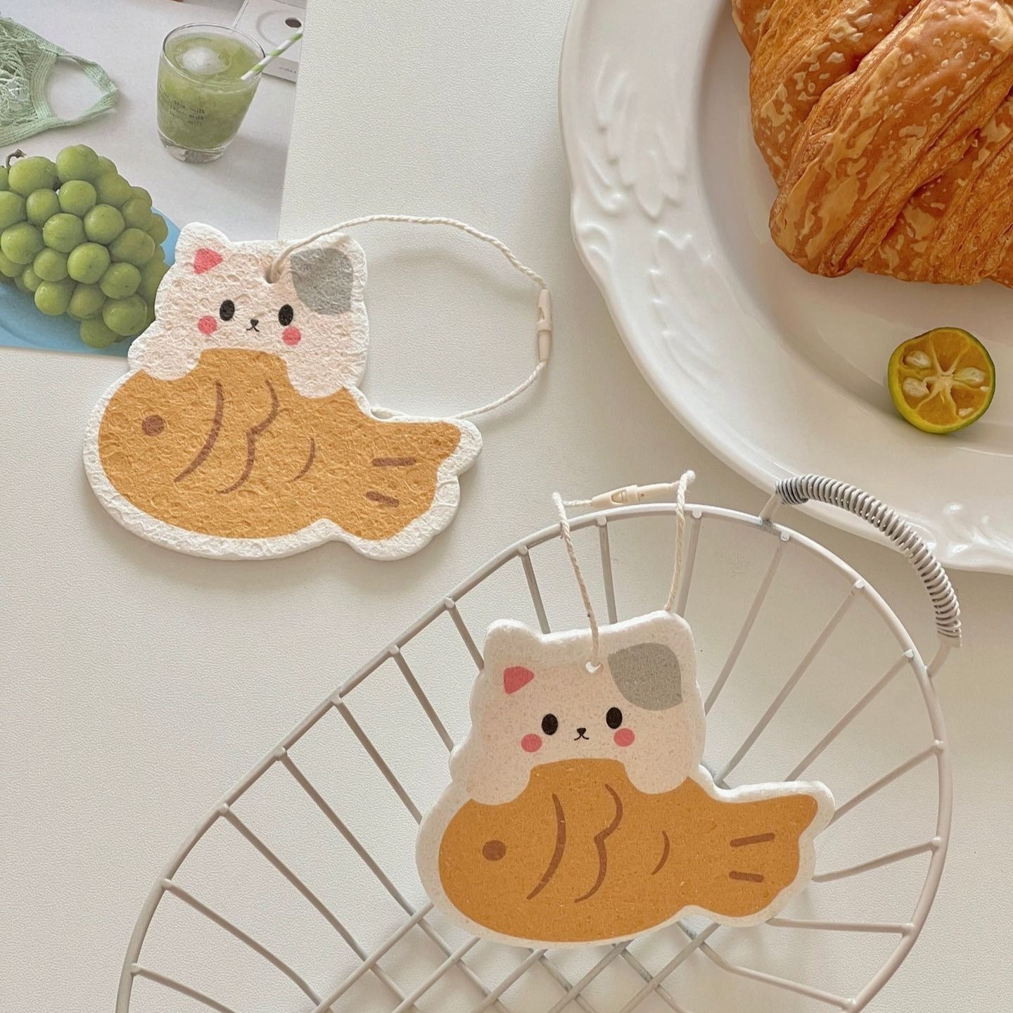 Taiyaki Kitty Dish Sponge Set