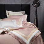 Luxor Pink Stripe Border Egyptian Cotton Bedding Set
