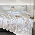 Esana White Embroidered Egyptian Cotton Satin Bedding Set