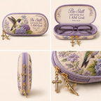 💜Be Still Hummingbird Quilted Glasses Case